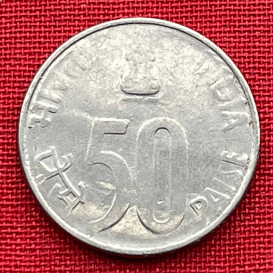 Parliament House & India Map 50 Paise Authentic Coin Money for Jewelry and Craft Making (New Delhi) (Lion Capitol of Ashoka)