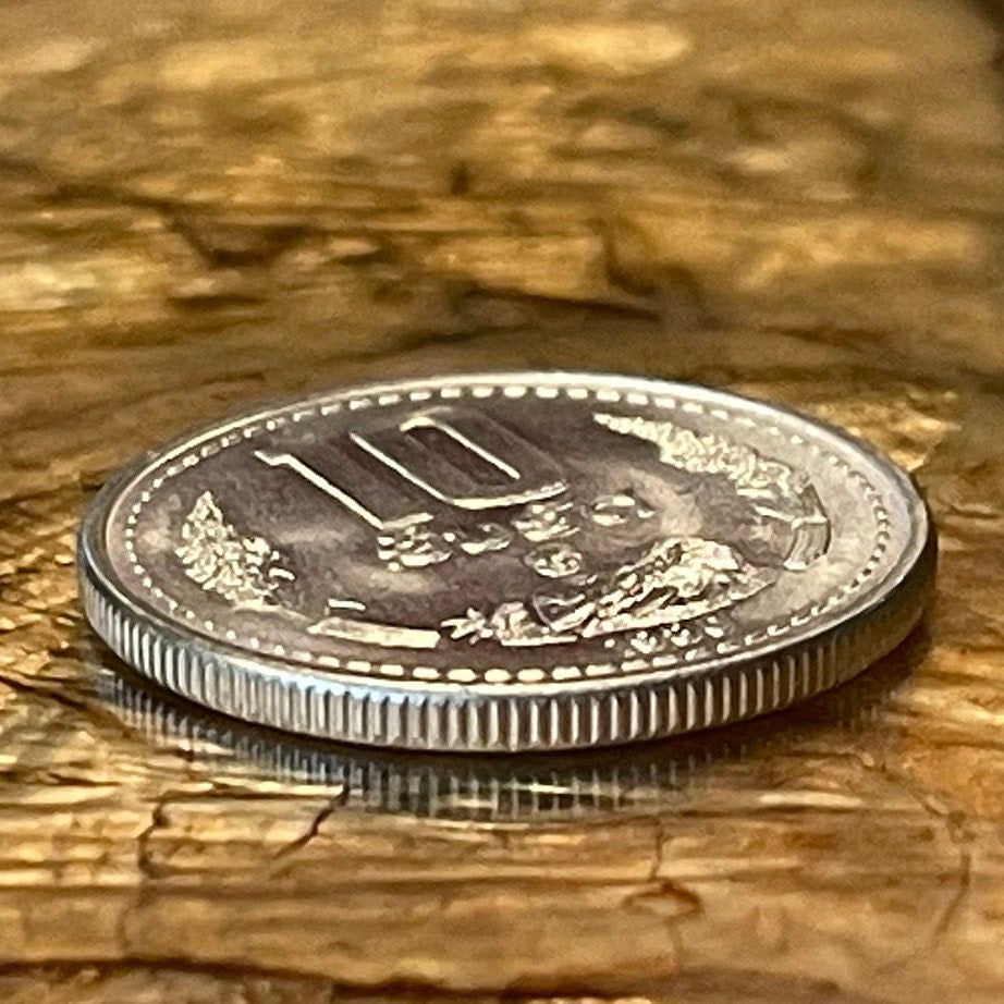 Woman Harvests Rice 10 Att Laos Authentic Coin Money for Jewelry and Crafts Making (1980)