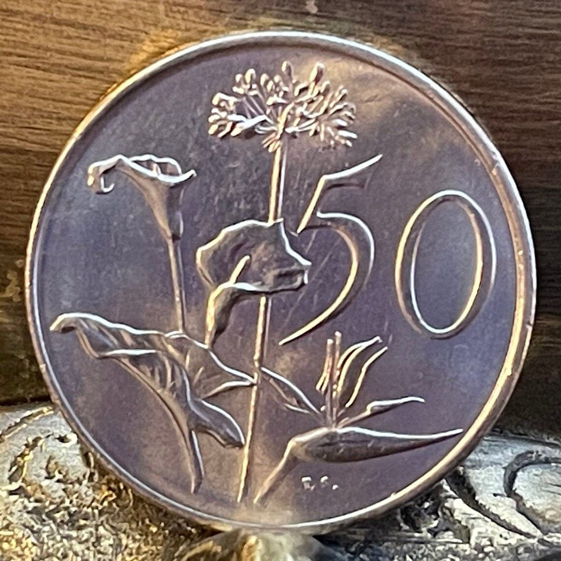 Calla Lily, African Lily, Bird of Paradise Flower 50 Cents South Africa Authentic Coin Money for Jewelry (Arum Lily) (Crane Flower)