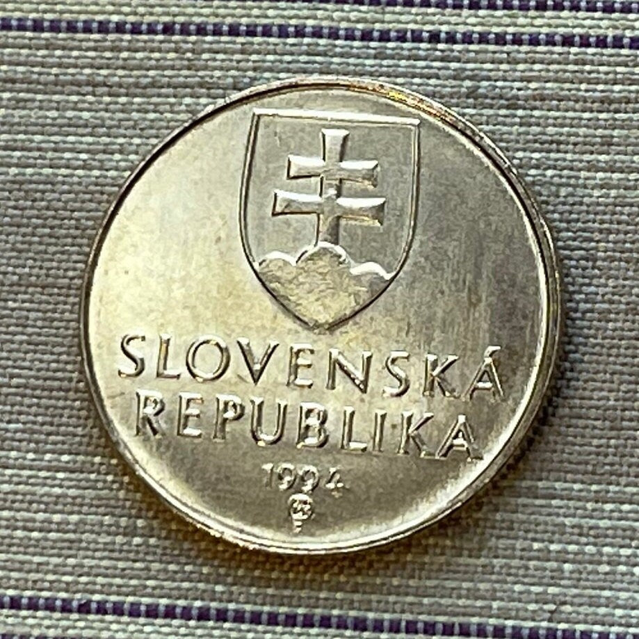 Madonna and Child 1 Koruna Slovak Republic Authentic Coin Money for Jewelry and Craft Making (Gothic Wooden Statue) Slovak National Gallery