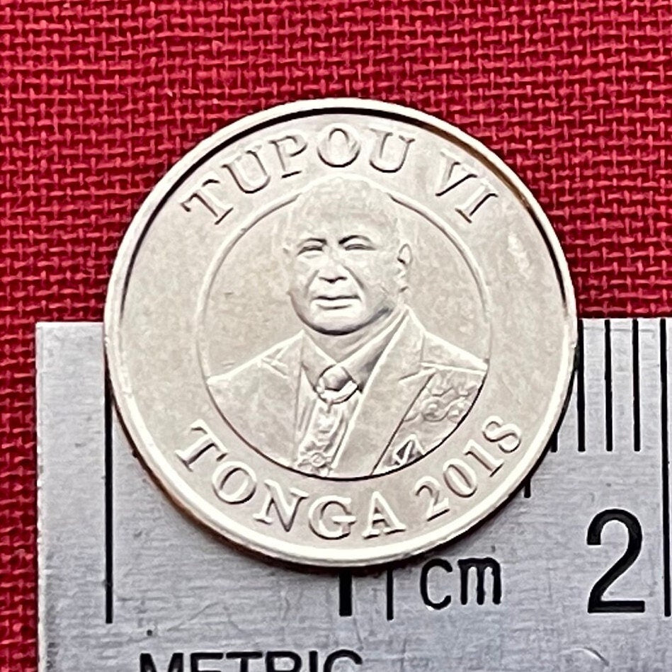 Heilala Flowers & King Tupou VI 5 Seniti Tonga Authentic Coin Money for Jewelry and Craft Making (2018)