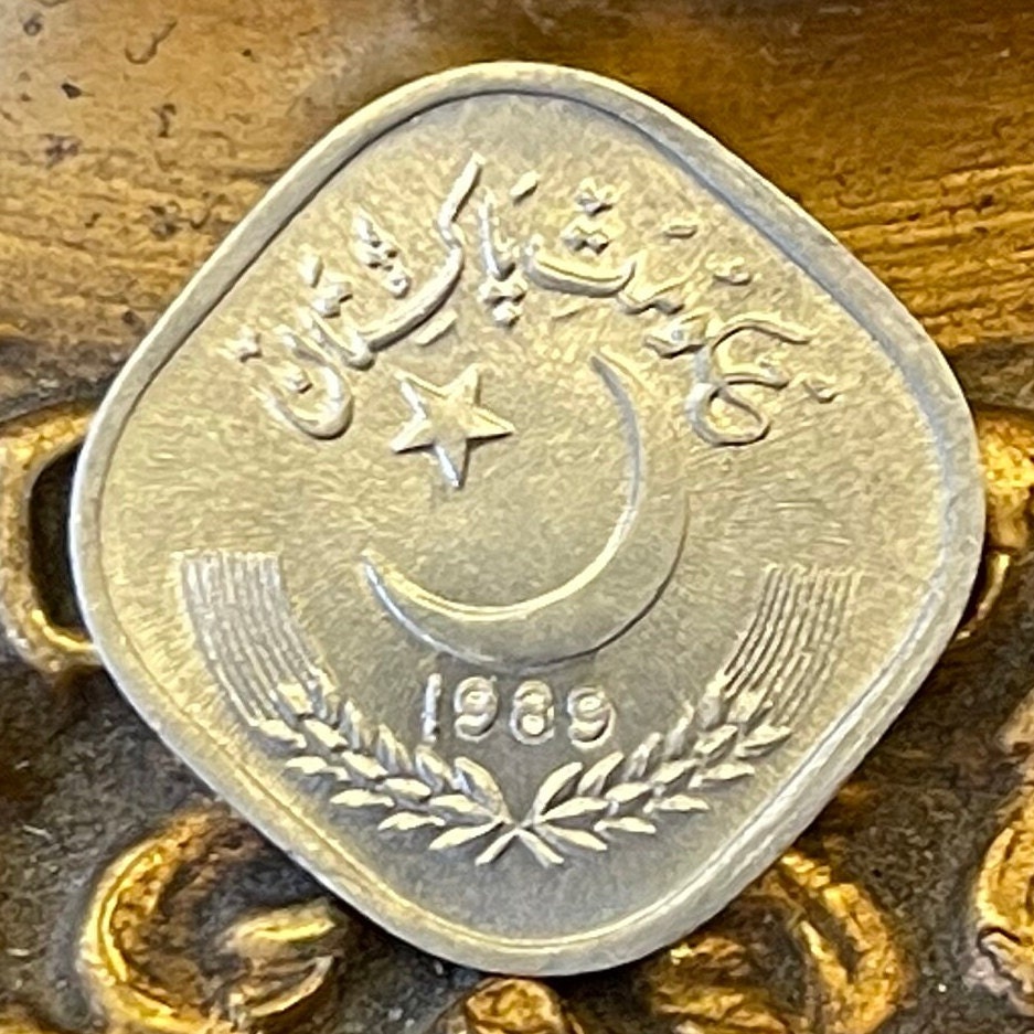 Star and Crescent 5 Paisa Pakistan Authentic Coin Money for Jewelry and Craft Making (Sugar Cane)