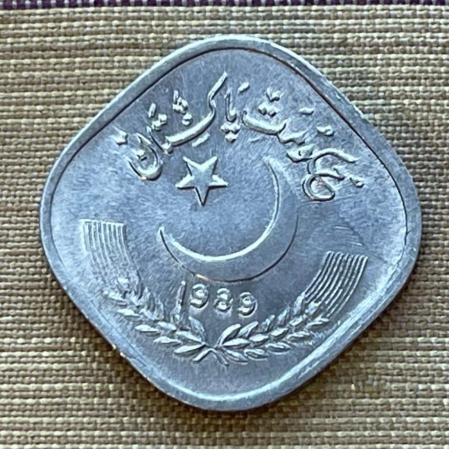 Star and Crescent 5 Paisa Pakistan Authentic Coin Money for Jewelry and Craft Making (Sugar Cane)