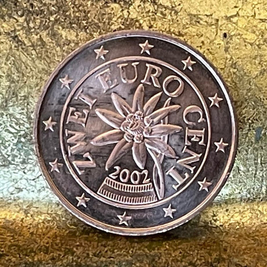 Edelweiss Austria 2 Euro Cent Authentic Coin Money for Jewelry and Craft Making