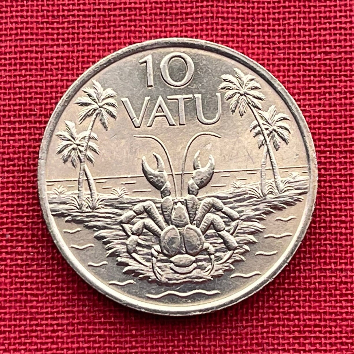 Coconut Crab 10 Vatu Vanuatu Authentic Coin Money for Jewelry and Craft Making (Robber Crab) (Palm Thief) (Hermit Crab) (Melanesia)