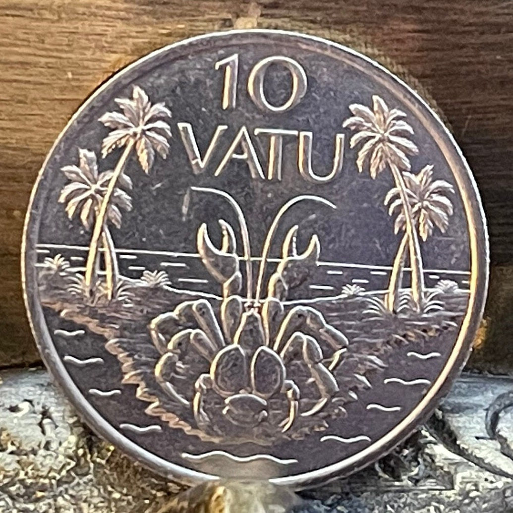 Coconut Crab 10 Vatu Vanuatu Authentic Coin Money for Jewelry and Craft Making (Robber Crab) (Palm Thief) (Hermit Crab) (Melanesia)