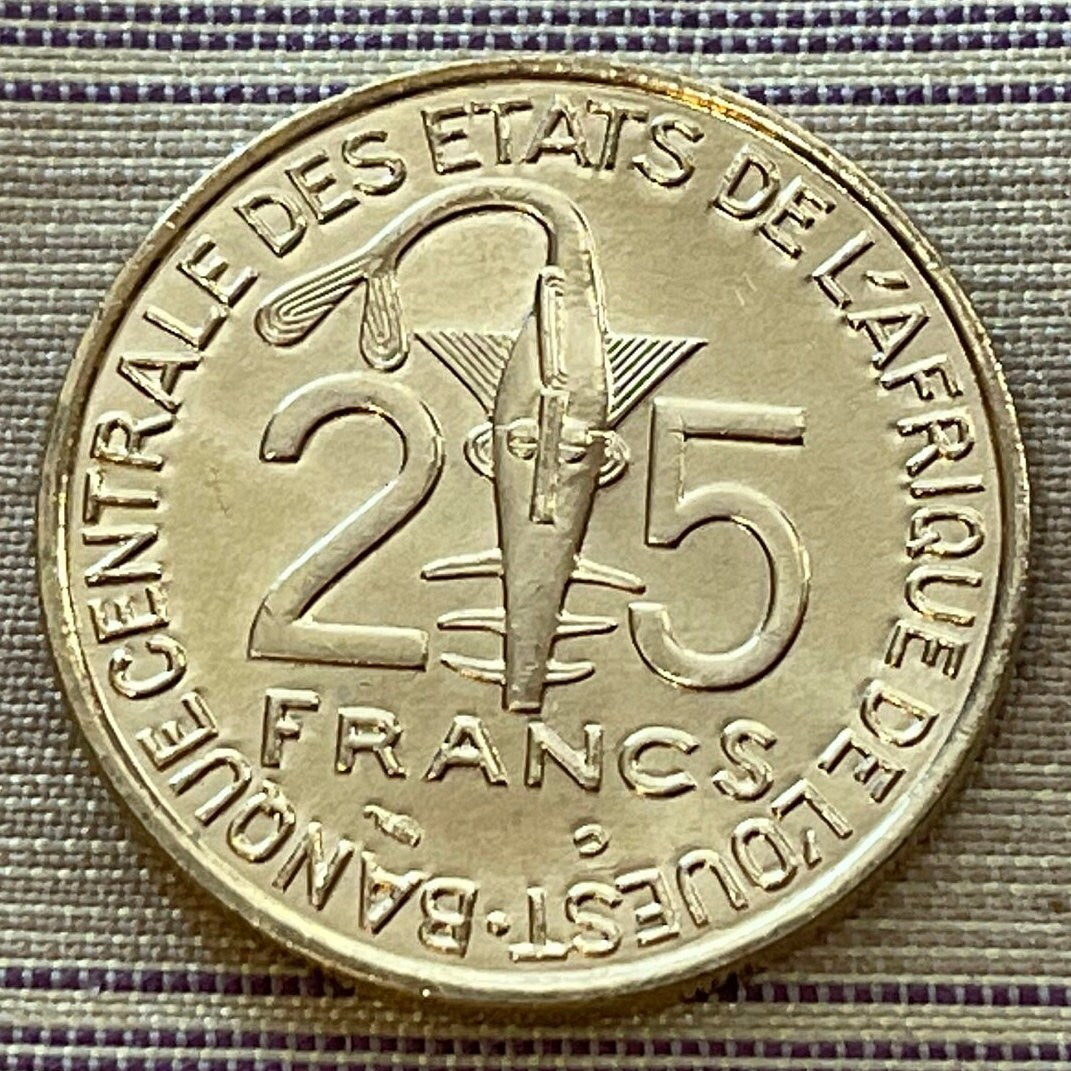 Woman Scientist & Akan Sawfish Goldweight 25 CFA Francs West African States Authentic Coin Money for Jewelry (Ashanti) (STEM for Girls)