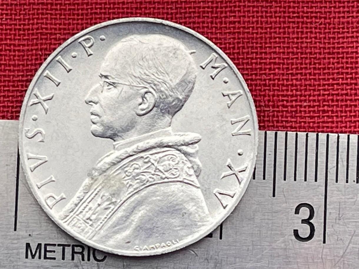 Cardinal Virtue Prudence & Pope Pius XII 10 Lire Vatican City Authentic Coin Money for Jewelry and Craft Making (Prudentia)