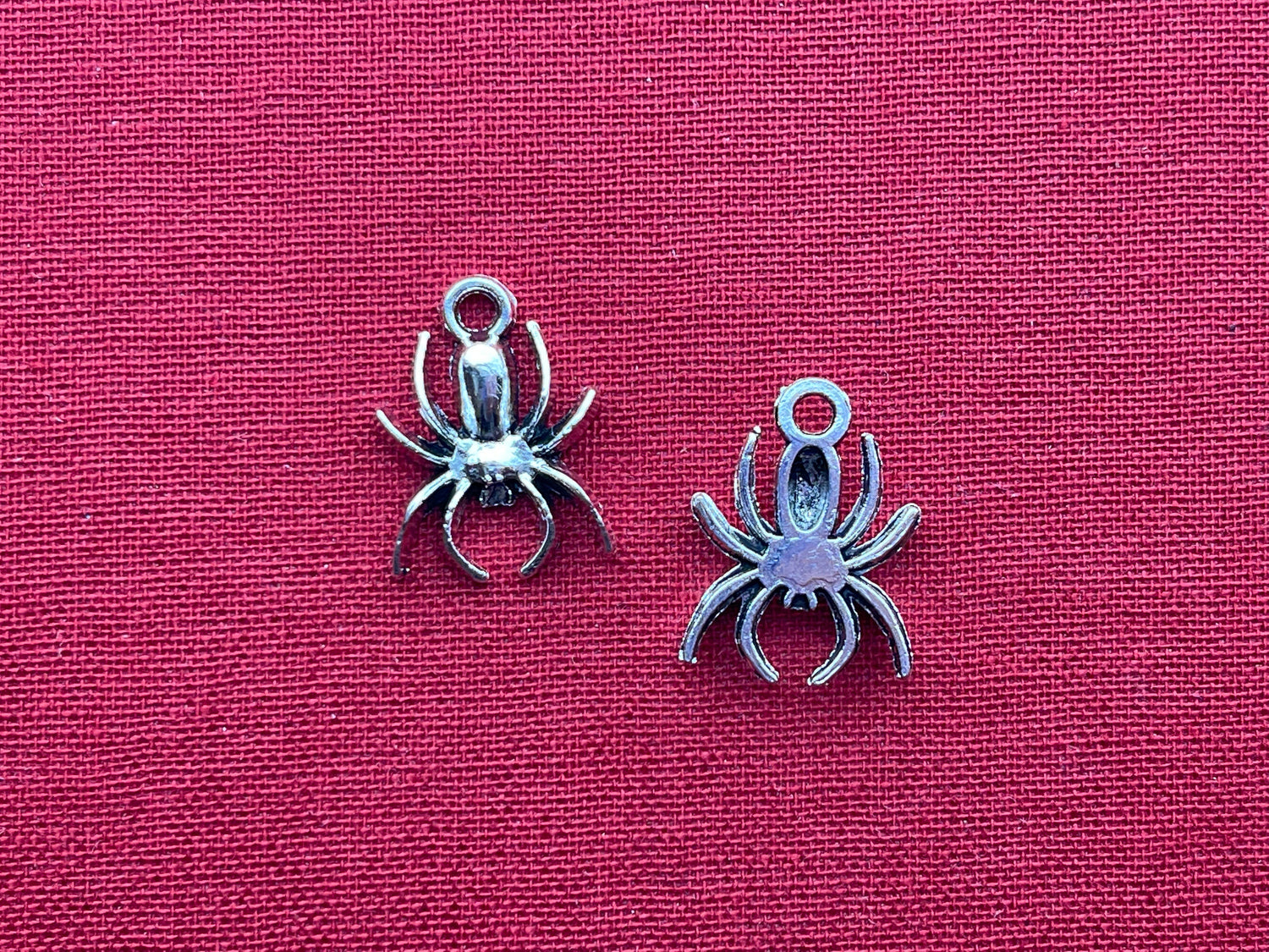 Skull & Spider Silver Charm set -Spooky Halloween charms, pendant, drop-antique silver