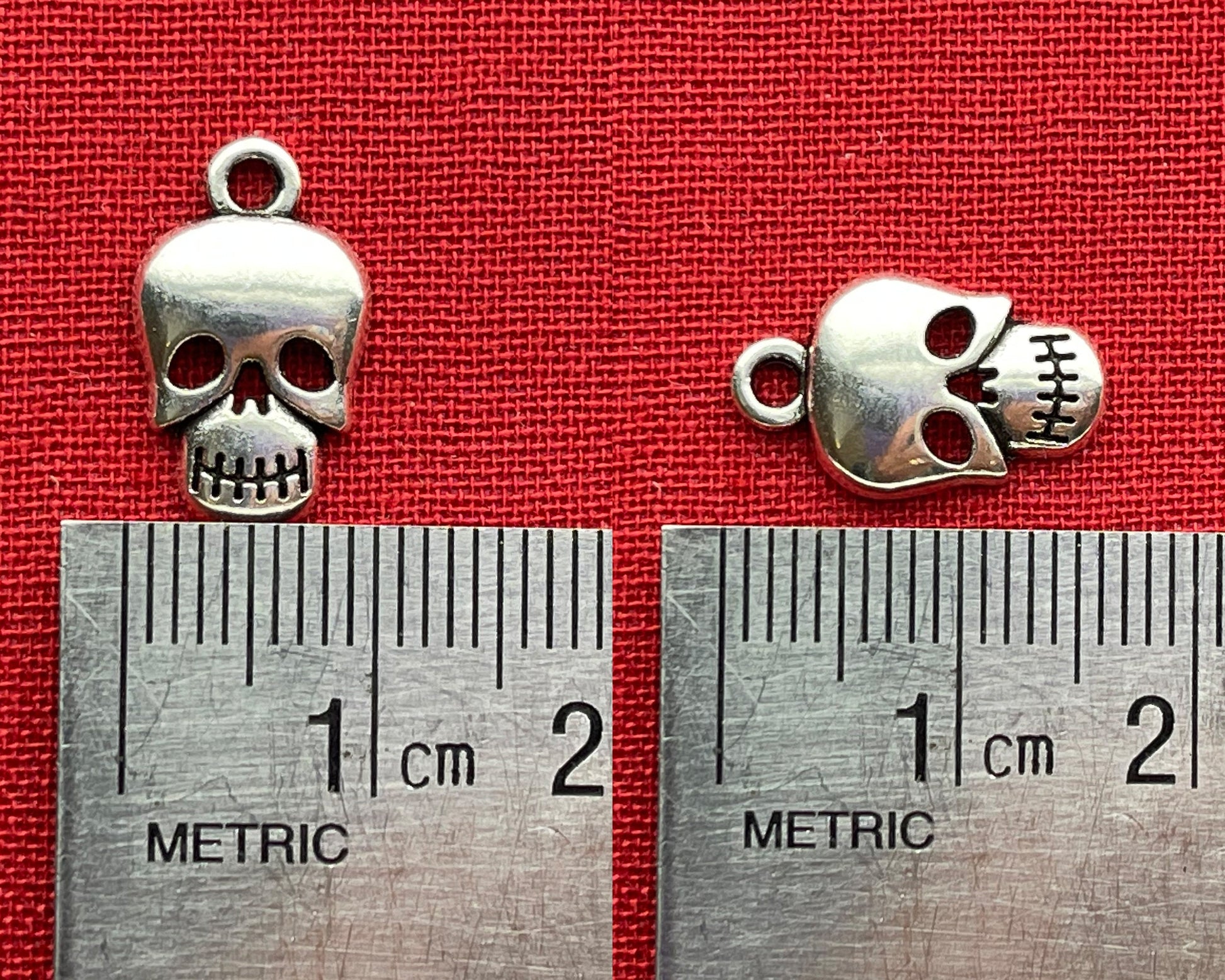 Skull & Spider Silver Charm set -Spooky Halloween charms, pendant, drop-antique silver