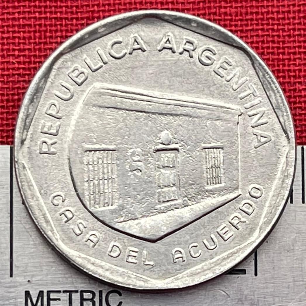 House of Agreement of San Nicolás 10 Australes Argentina Authentic Coin Money for Jewelry and Craft Making (Casa Del Acuerdo) (1989)