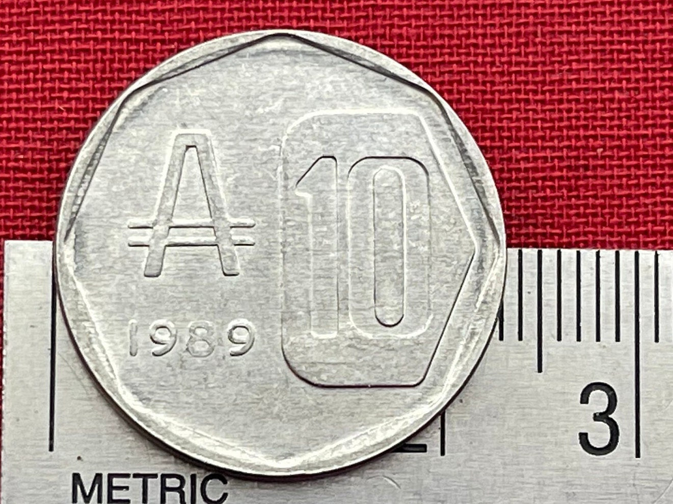 House of Agreement of San Nicolás 10 Australes Argentina Authentic Coin Money for Jewelry and Craft Making (Casa Del Acuerdo) (1989)