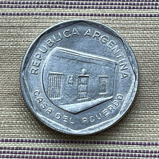 House of Agreement of San Nicolás 10 Australes Argentina Authentic Coin Money for Jewelry and Craft Making (Casa Del Acuerdo) (1989)