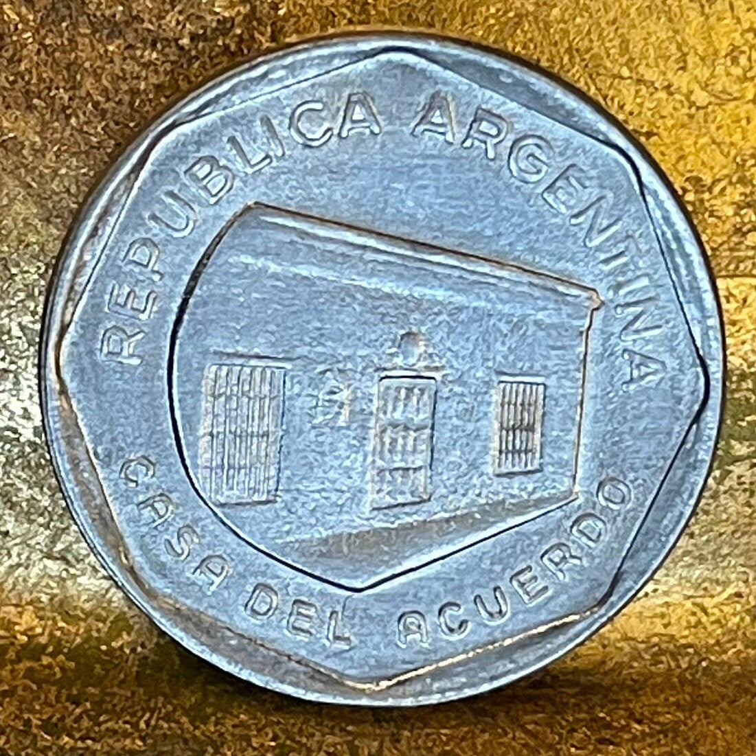 House of Agreement of San Nicolás 10 Australes Argentina Authentic Coin Money for Jewelry and Craft Making (Casa Del Acuerdo) (1989)