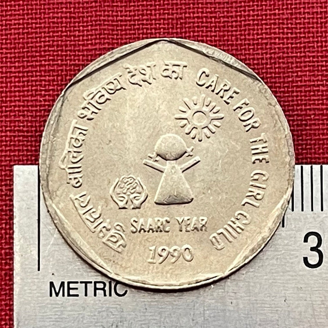 Sunshine Girl & Ashoka Lion Capitol 1 Rupee India Authentic Coin Money for Jewelry and Craft Making (Care for the Girl Child)