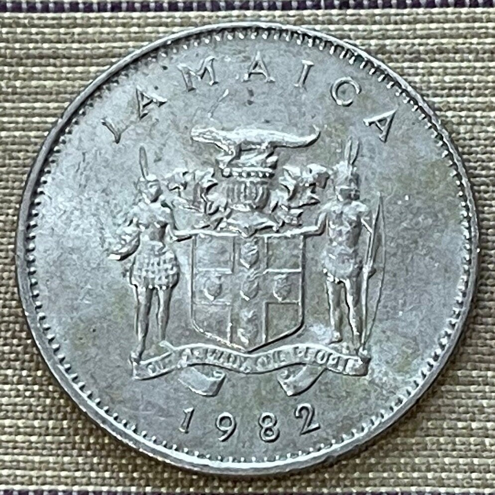 Homerus Swallowtail Butterfly & Roughbark Lignum-Vitae Flowers 10 Cents Jamaica Authentic Coin Money for Jewelry (CONDITION: FINE)