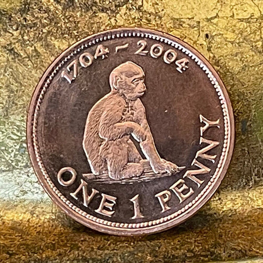 Barbary Macaque 1 Penny Gibraltar Authentic Coin Charm for Jewelry and Craft Making (Monkey) (2004)