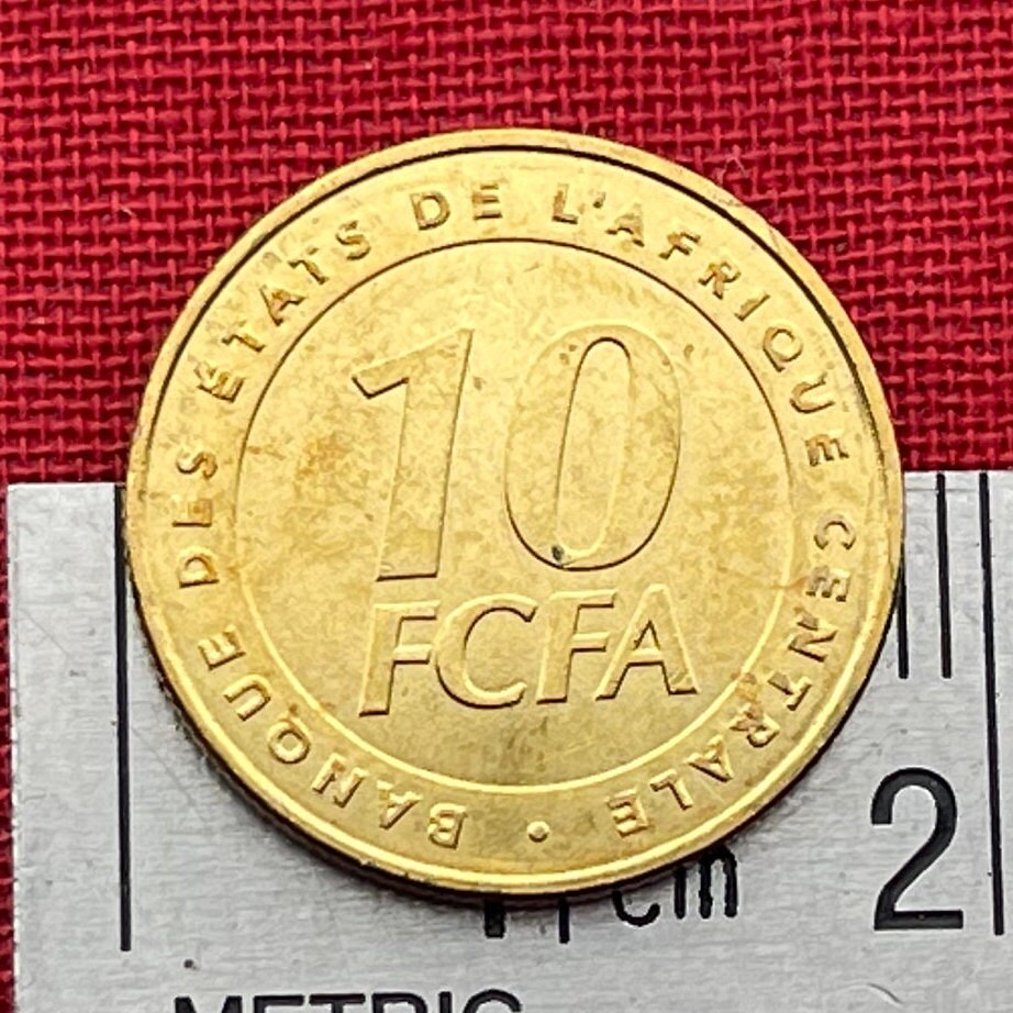 Cocoa & Cassava 10 Francs Central African States 10 CFA Francs Authentic Coin Money for Jewelry and Craft Making (Cacao) (Manioc)