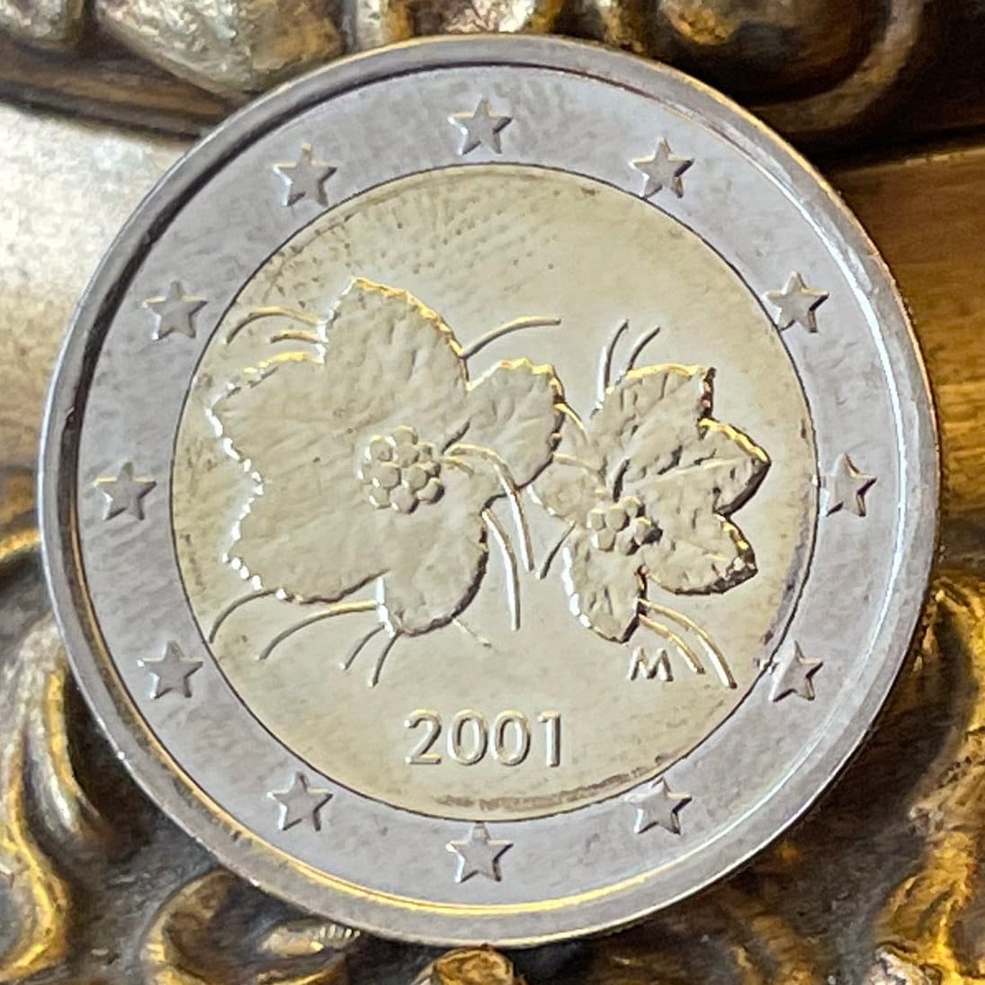 Cloudberry Flowers & Berries 2 Euros Finland Authentic Coin Money for Jewelry and Craft Making (Bimetallic)