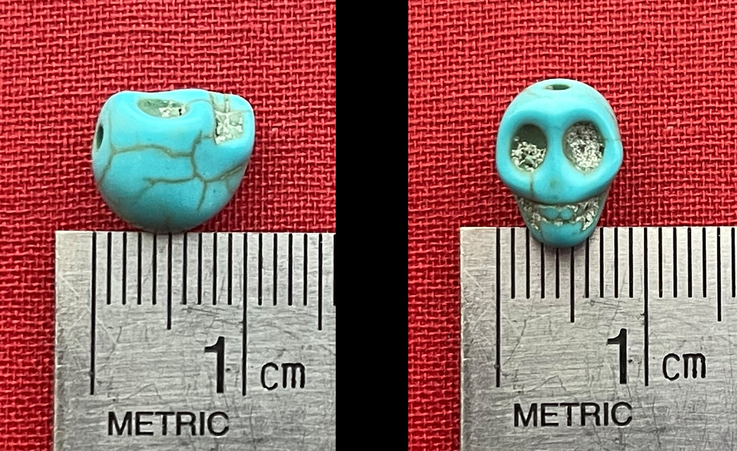 Skull Stone Beads - Halloween, Day of the Dead charms - black, red, white, turquoise, multicolor - dyed magnesite