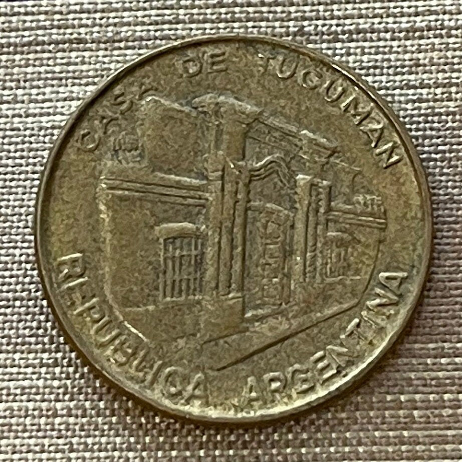 House of Independence at Tucumán 10 Pesos Argentina Authentic Coin Money for Jewelry (Casa de Tucumán) (Declaration of Independence)
