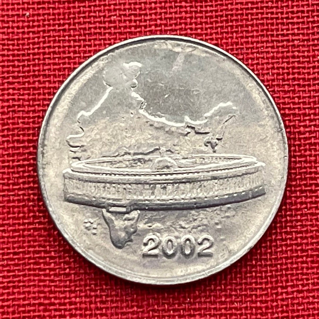 Parliament House & India Map 50 Paise Authentic Coin Money for Jewelry and Craft Making (New Delhi) (Lion Capitol of Ashoka)