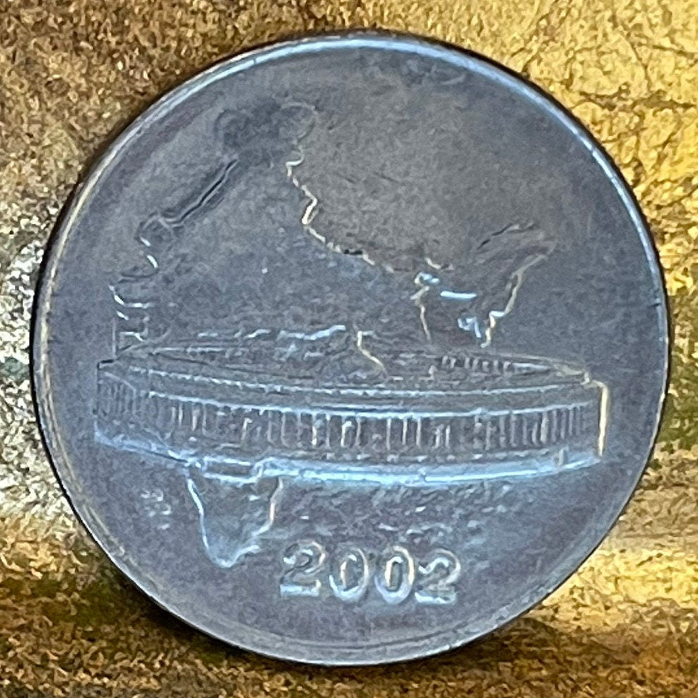 Parliament House & India Map 50 Paise Authentic Coin Money for Jewelry and Craft Making (New Delhi) (Lion Capitol of Ashoka)