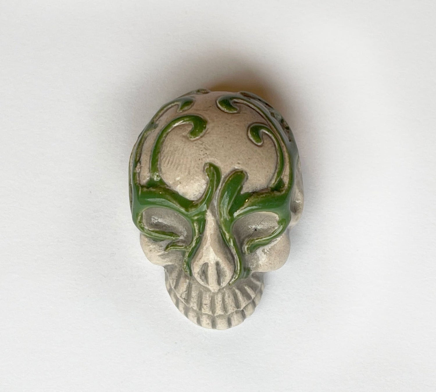 Sugar Skull Focal Bead Pendant-LIMITED EDITION-Dia de los Muertos, Day of the Dead-handmade ceramic bead charm pendant