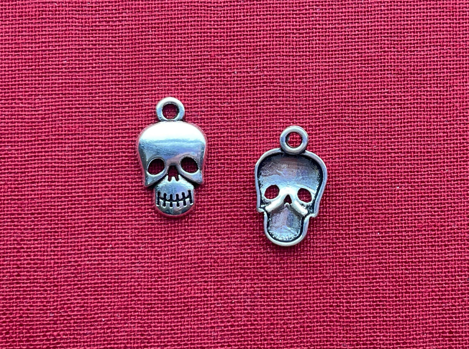 Skull & Spider Silver Charm set -Spooky Halloween charms, pendant, drop-antique silver