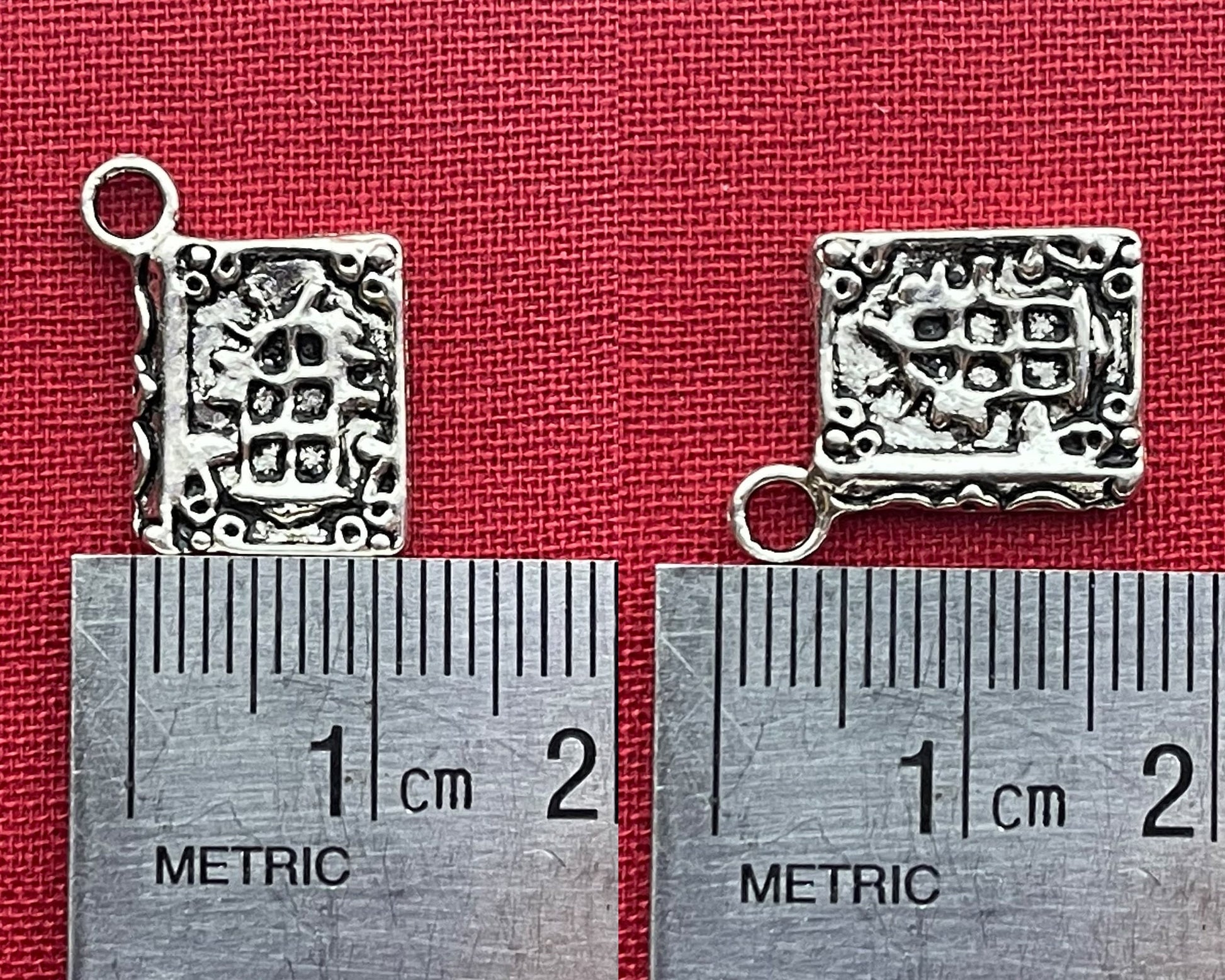 Quoth the Raven Silver Charm Set - Raven and Spell Book charms - Spooky, Halloween - antique silver charm, pendant, drop