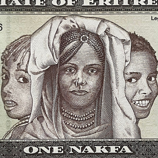 Youth Reading Books & Three Girls 1 Nafka Eritrea Authentic Banknote Money for Jewelry and Collage (Clarence Holbert) (Camel) Black Lives