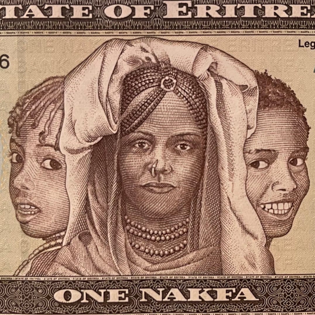 Three Girls & Youth Reading Books 1 Nafka Eritrea Authentic Banknote Money for Jewelry and Collage (Clarence Holbert) (Camel) Black Lives