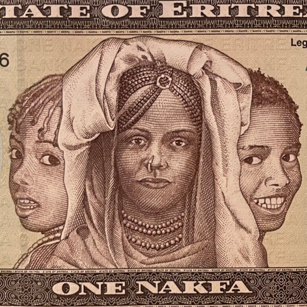 Youth Reading Books & Three Girls 1 Nafka Eritrea Authentic Banknote Money for Jewelry and Collage (Clarence Holbert) (Camel) Black Lives