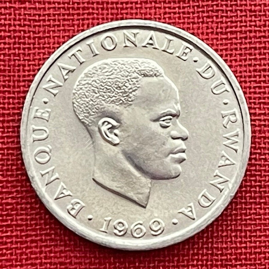 Revolutionary Grégoire Kayibanda 1 Franc Rwanda Authentic Coin Money for Jewelry and Craft Making (Hutu Emancipation) 1969