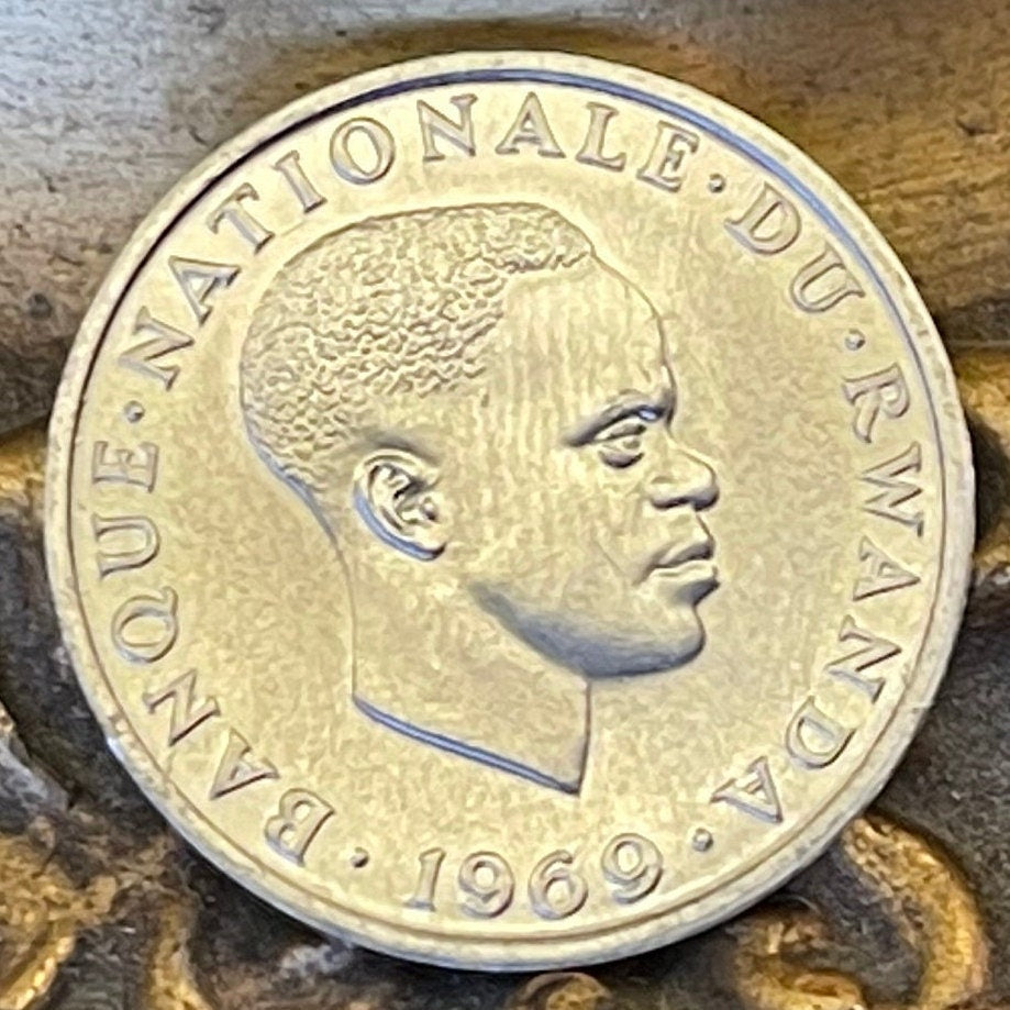 Revolutionary Grégoire Kayibanda 1 Franc Rwanda Authentic Coin Money for Jewelry and Craft Making (Hutu Emancipation) 1969