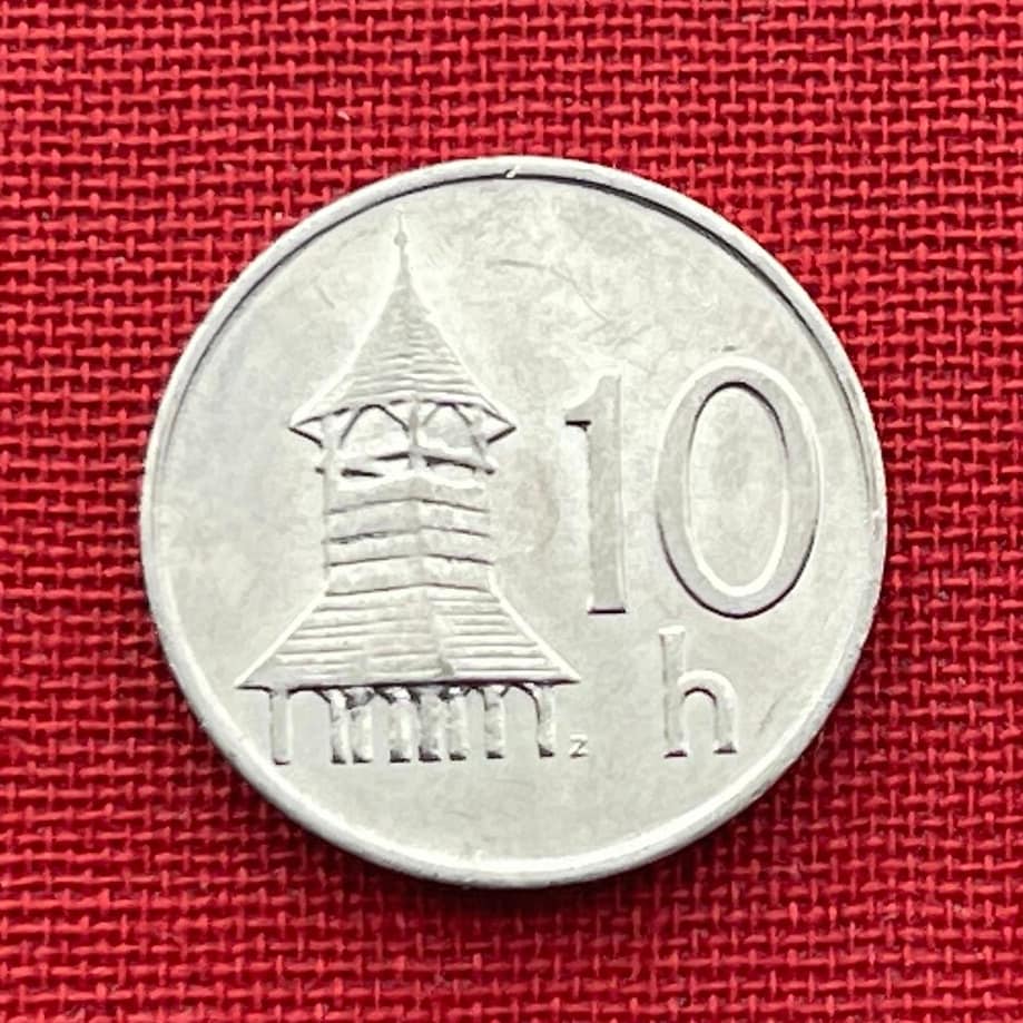 St. Nicholas Church Octagonal Belfry 10 Haleru Slovak Republic Authentic Coin Money for Jewelry and Craft Making (Church Bells)