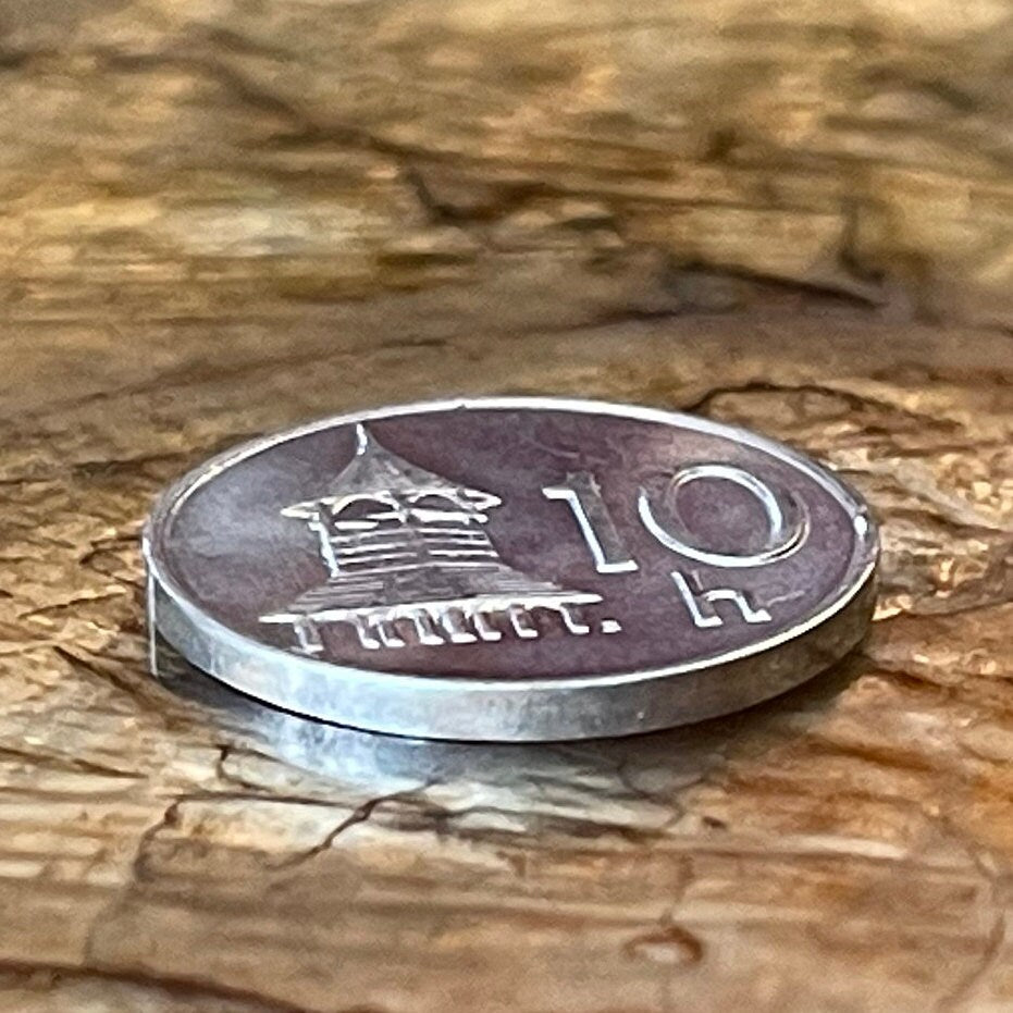 St. Nicholas Church Octagonal Belfry 10 Haleru Slovak Republic Authentic Coin Money for Jewelry and Craft Making (Church Bells)