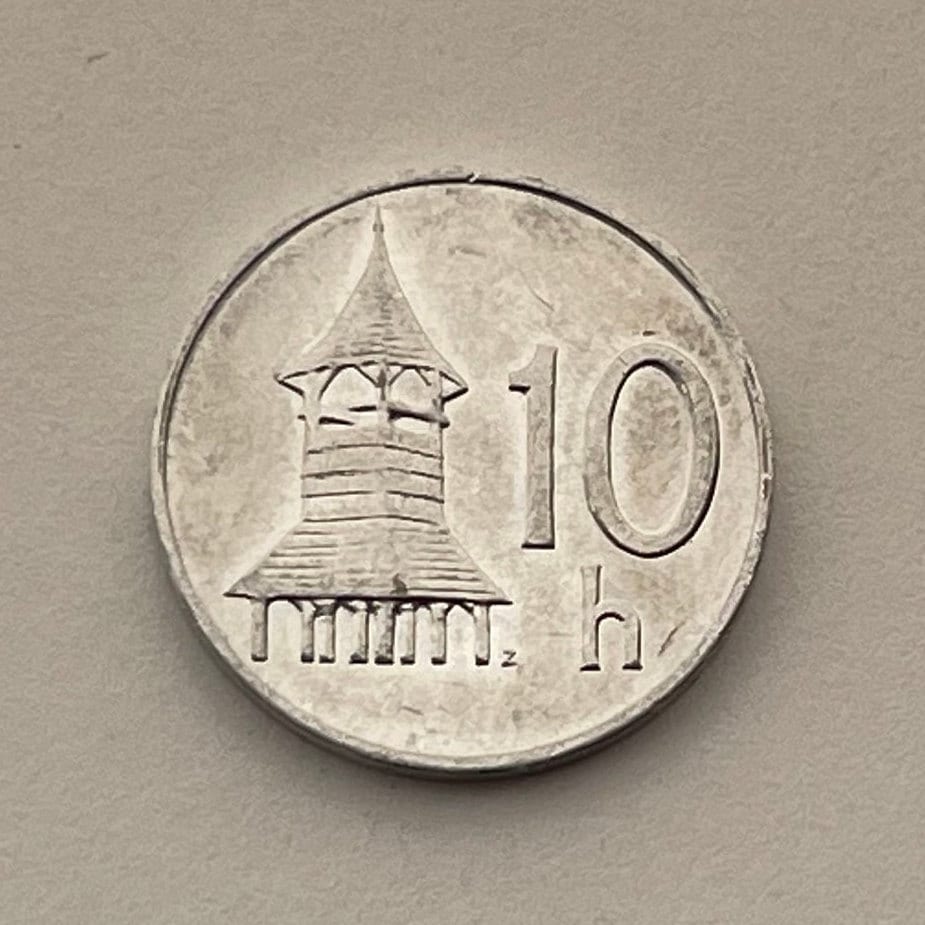 St. Nicholas Church Octagonal Belfry 10 Haleru Slovak Republic Authentic Coin Money for Jewelry and Craft Making (Church Bells)
