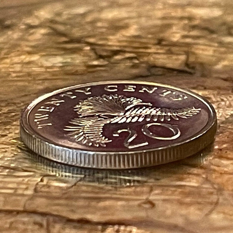 Pink Powder Puff 20 Cents Singapore Authentic Coin Money for Jewelry and Craft Making (Dixie Pink) (Pink Poodle) (Surinam Powder Puff)