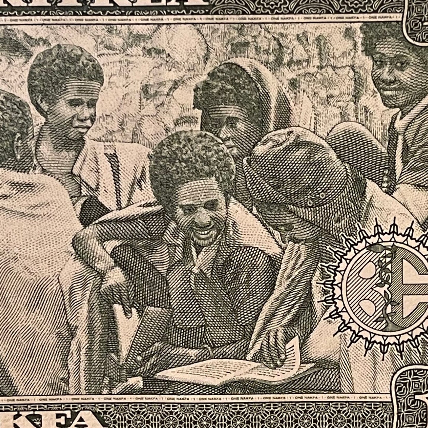 Three Girls & Youth Reading Books 1 Nafka Eritrea Authentic Banknote Money for Jewelry and Collage (Clarence Holbert) (Camel) Black Lives