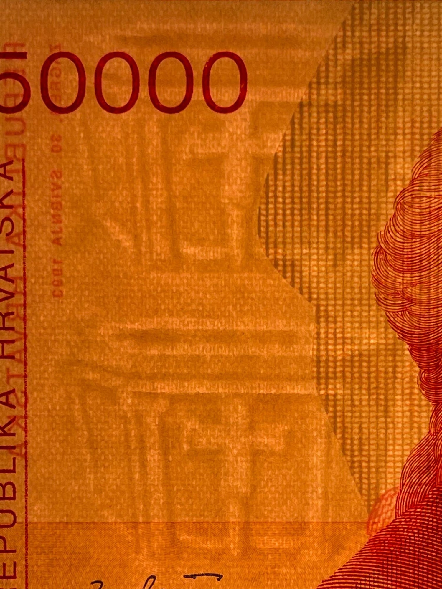 Mother Croatia  with History Book & Roger Boscovich 50,000 Dinara Croatia Authentic Banknote Money for Jewelry and Collage (Baptismal Font)