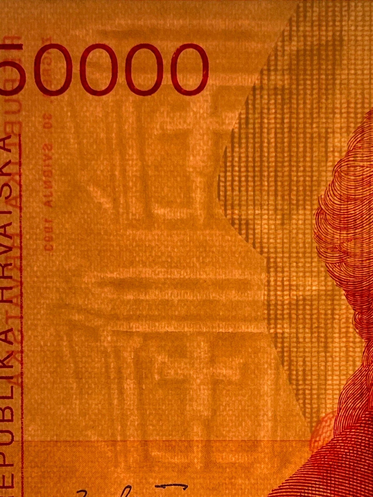 Scientist Priest Roger Boscovich & Mother Croatia 50,000 Dinara Croatia Authentic Banknote Money for Jewelry and Collage (Baptismal Font)