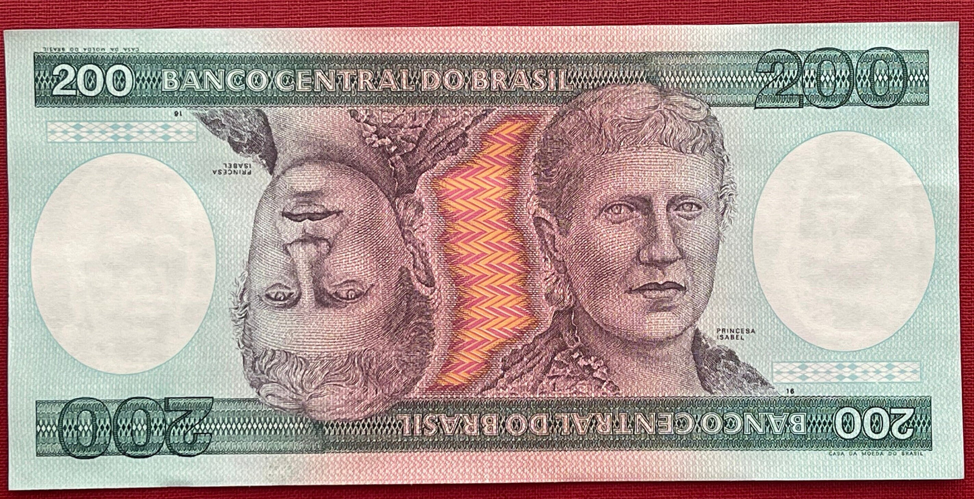 The Redemptress, Isabel, Princess Imperial & Freed Slaves 200 Cruzieros Brazil Authentic Banknote Money for Collage (Abolition) (Golden Law)