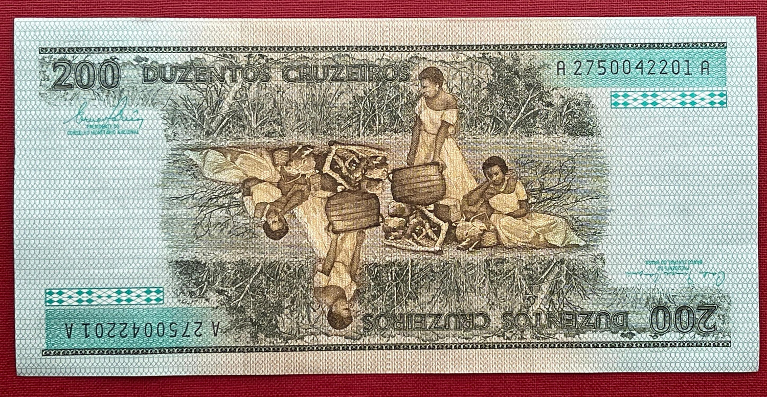 The Redemptress, Isabel, Princess Imperial & Freed Slaves 200 Cruzieros Brazil Authentic Banknote Money for Collage (Abolition) (Golden Law)