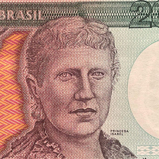 The Redemptress, Isabel, Princess Imperial & Freed Slaves 200 Cruzieros Brazil Authentic Banknote Money for Collage (Abolition) (Golden Law)