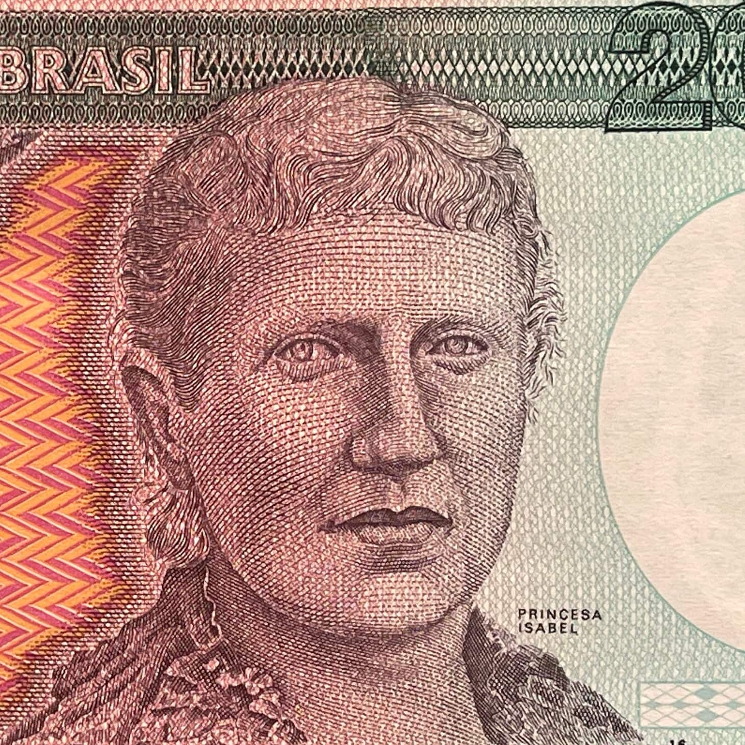 The Redemptress, Isabel, Princess Imperial & Freed Slaves 200 Cruzieros Brazil Authentic Banknote Money for Collage (Abolition) (Golden Law)