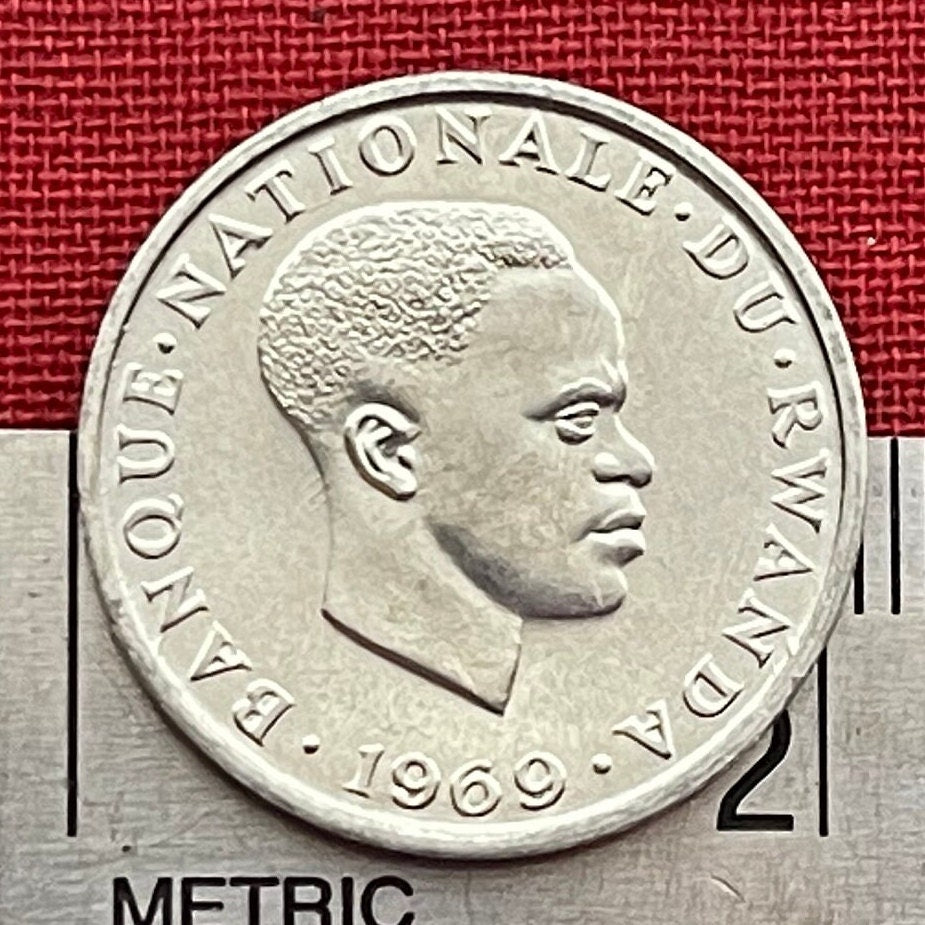 Revolutionary Grégoire Kayibanda 1 Franc Rwanda Authentic Coin Money for Jewelry and Craft Making (Hutu Emancipation) 1969