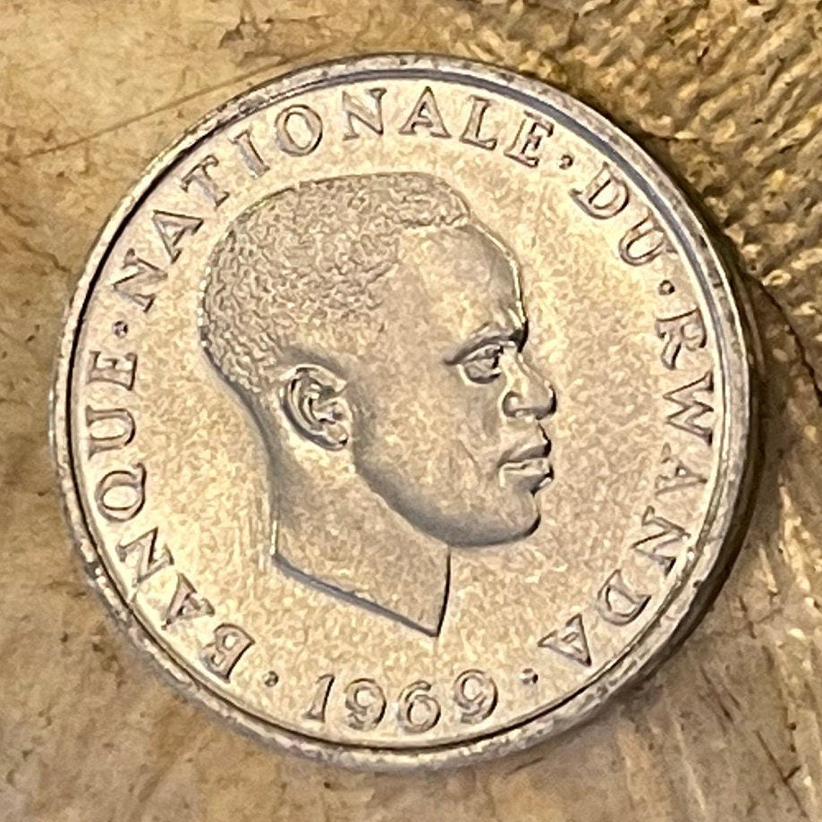 Revolutionary Grégoire Kayibanda 1 Franc Rwanda Authentic Coin Money for Jewelry and Craft Making (Hutu Emancipation) 1969