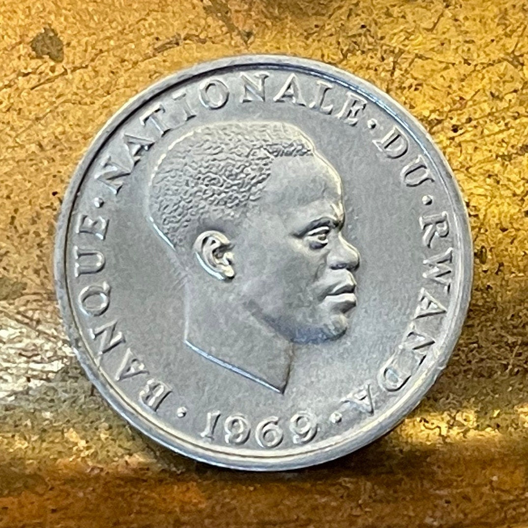 Revolutionary Grégoire Kayibanda 1 Franc Rwanda Authentic Coin Money for Jewelry and Craft Making (Hutu Emancipation) 1969