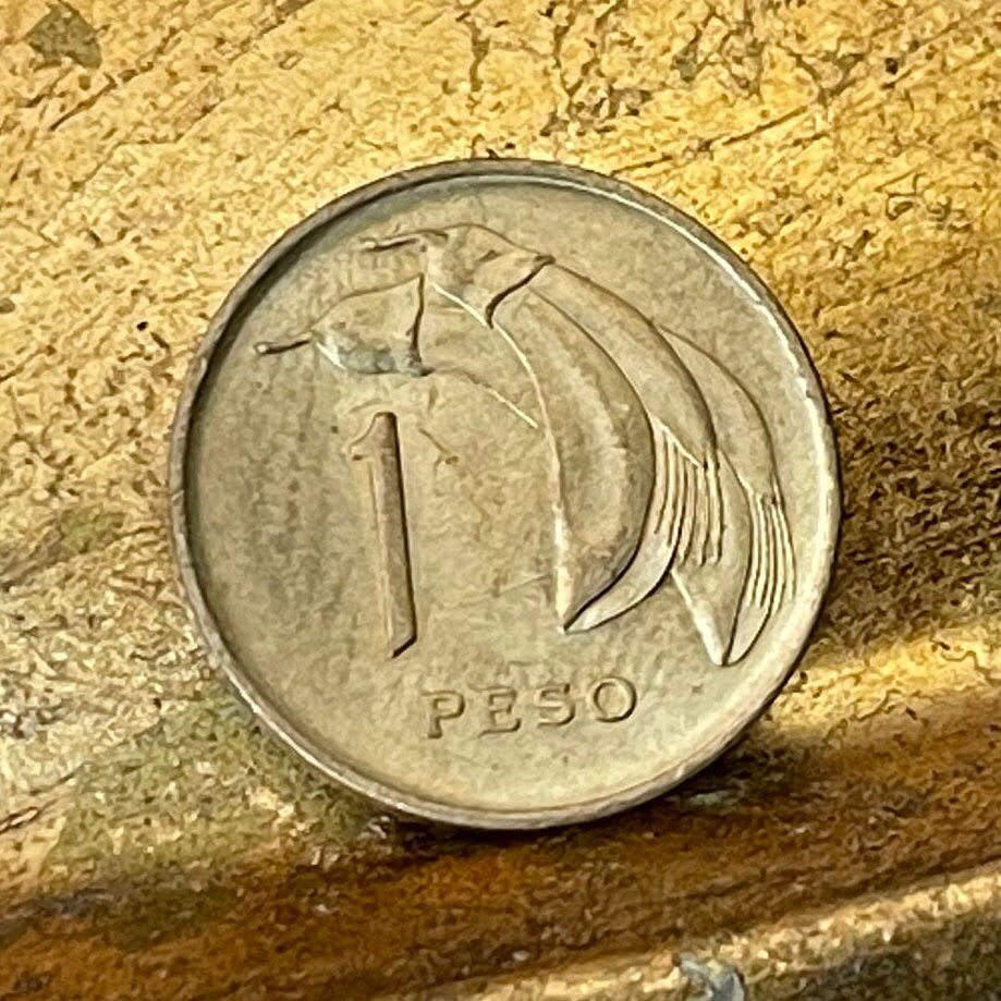 Libertador José Artigas & Cockspur Coral Flower 1 Peso Uruguay Authentic Coin Money for Jewelry (1968) CONDITION: XF (Artiguism)